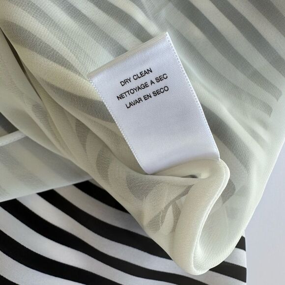 Michael Michael Kors 100% Silk Black & White Chevron Stripe Skirt Size 10 - Picture 9 of 12